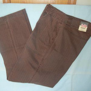 NEW! Womens Sz 14 Brown 100% Cotton Mid Rise Brown Pants Pockets Full Leg 2000's
